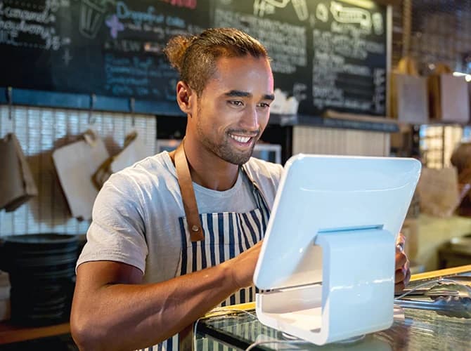 Man looking at screen